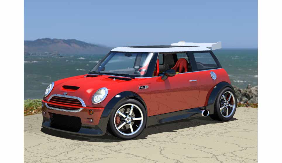 3D Mini Cooper S on the Beach