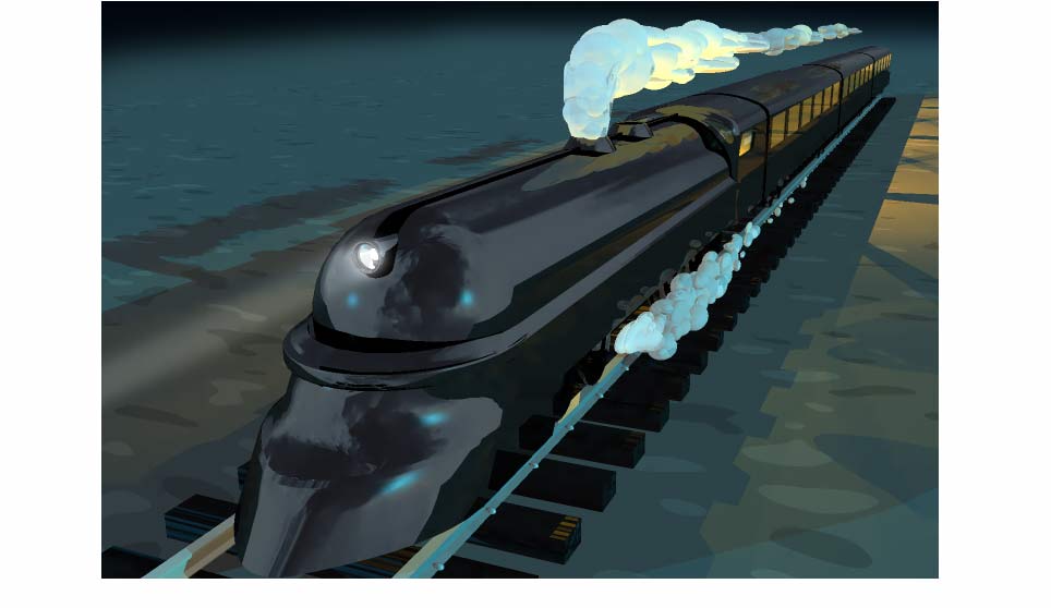 3D Illustration of Night Train