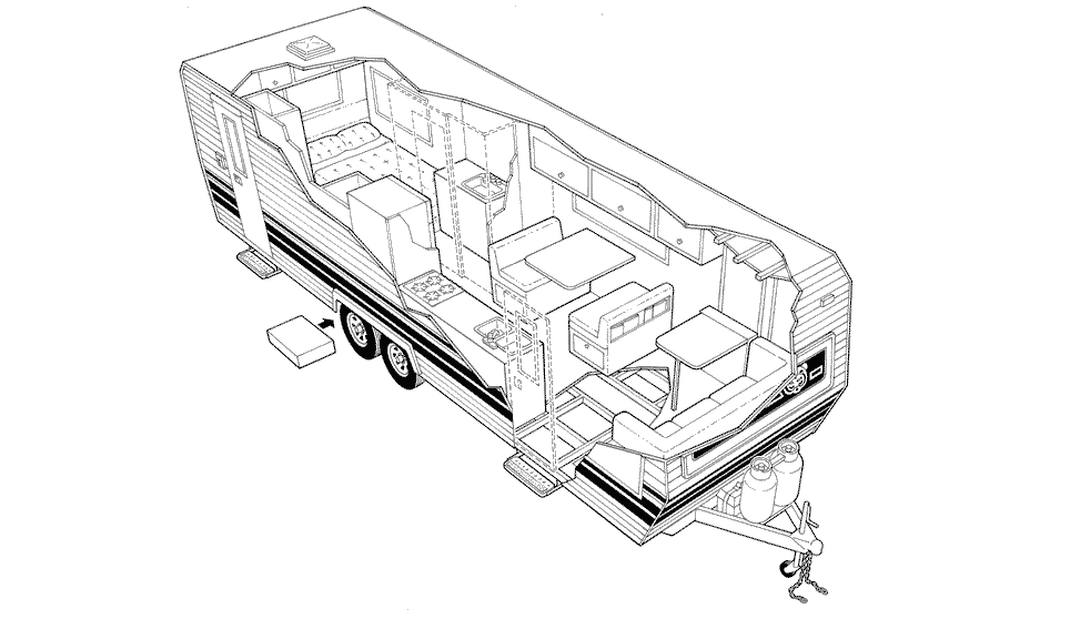 Cutaway Line Illustration of Fleetwood Prowler Trailer